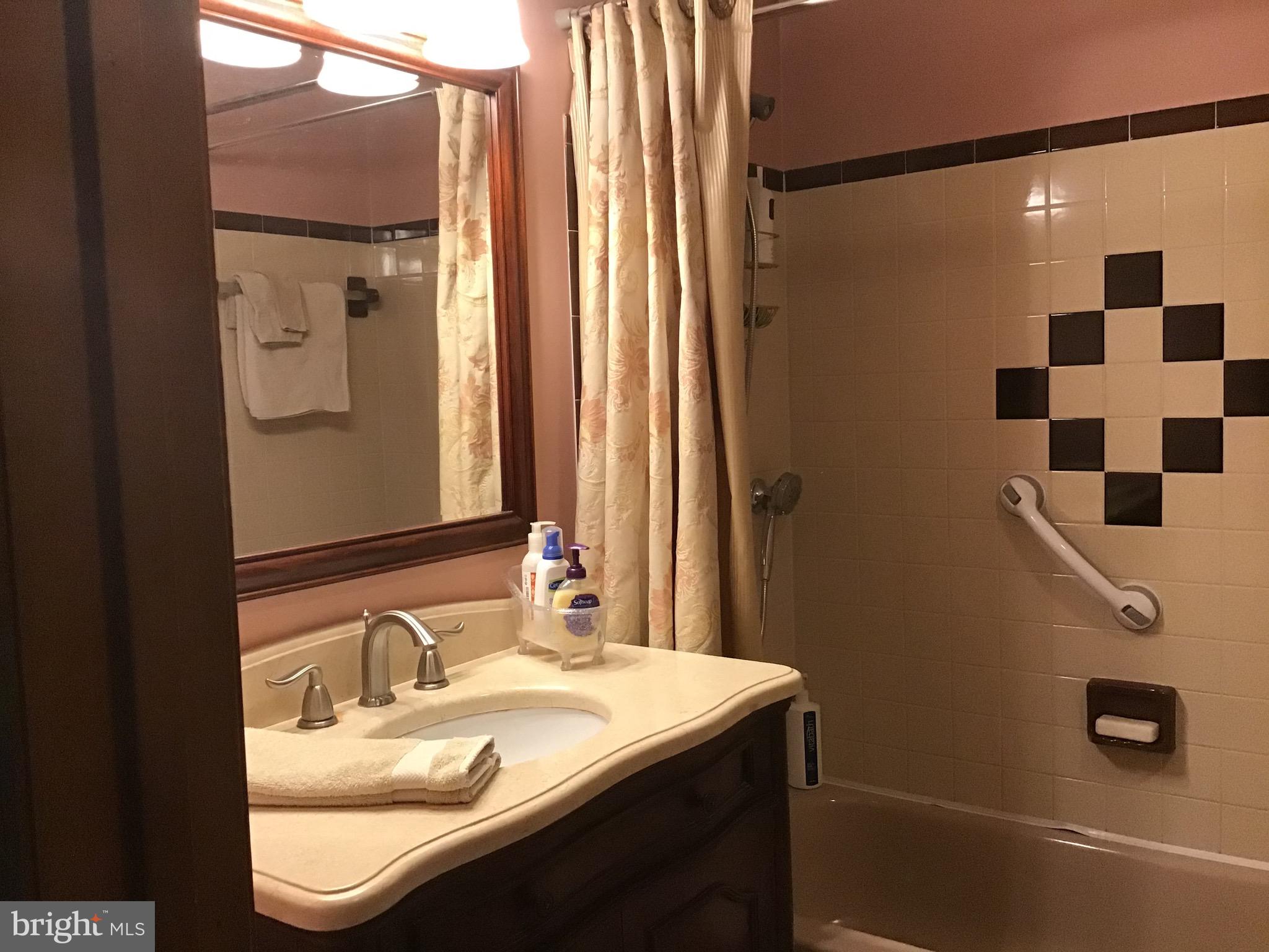 1503 Marshall Mill Road Franklinville, NJ 08322 - Photo 31 of 34 a bathroom with a granite countertop sink and a mirror
