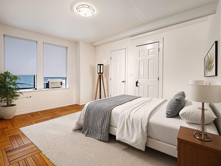 425 Riverside Drive, Unit 6D Manhattan, NY 10025 - Photo 6 of 14 a bedroom with a bed and a potted plant