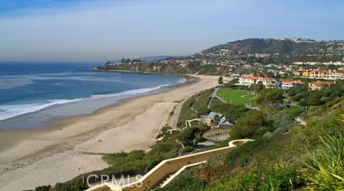 a view of street with palm trees