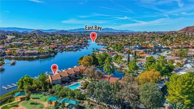 a view of a lake with a mountain