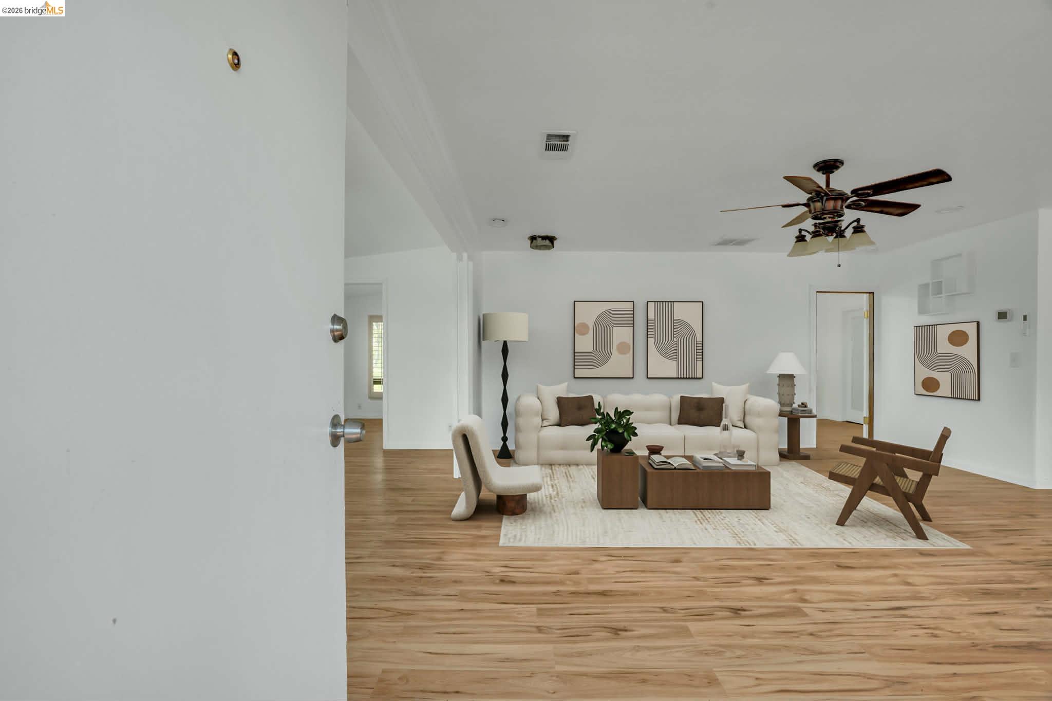 1922 Taylor Road Bethel Island, CA 94511 - Photo 5 of 49 Living room with light wood-type flooring and ceiling fan