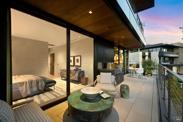 a bedroom with a bed and a walk in closet