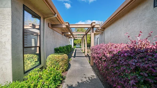 a view of path in front of house