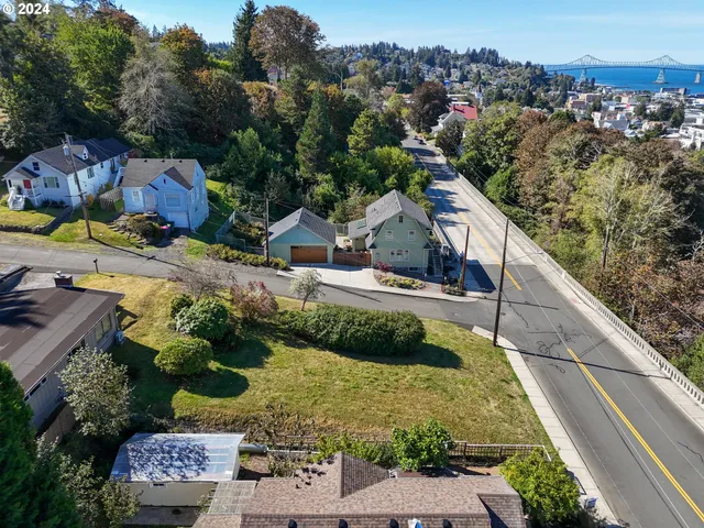a view of a water with a building in the background