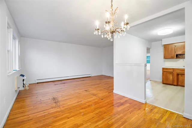 a view of a livingroom with a chandelier