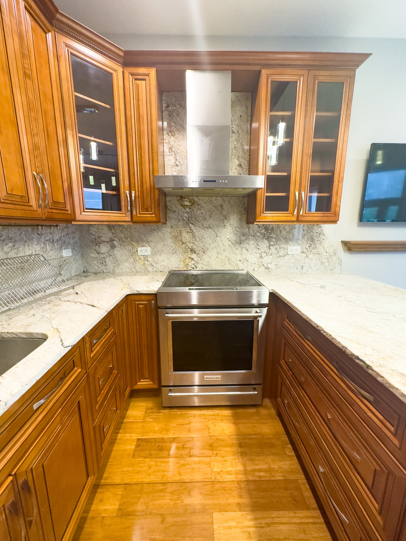 3714 South Indiana Avenue, Unit 2 Chicago, IL 60653 - Photo 6 of 18 a kitchen with stainless steel appliances granite countertop a stove and a sink