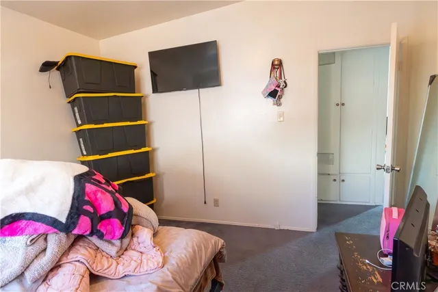 an aerial view of a house with a garden