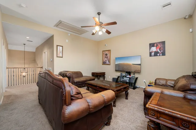 a living room with furniture