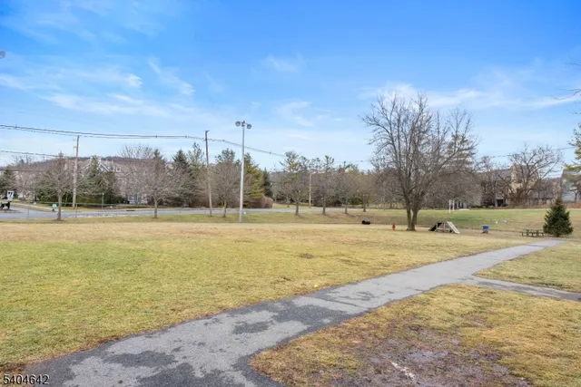 a view of a yard with an trees