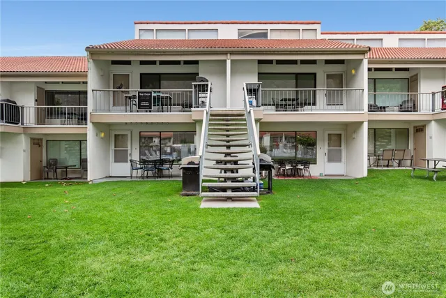 front view of a building with a yard