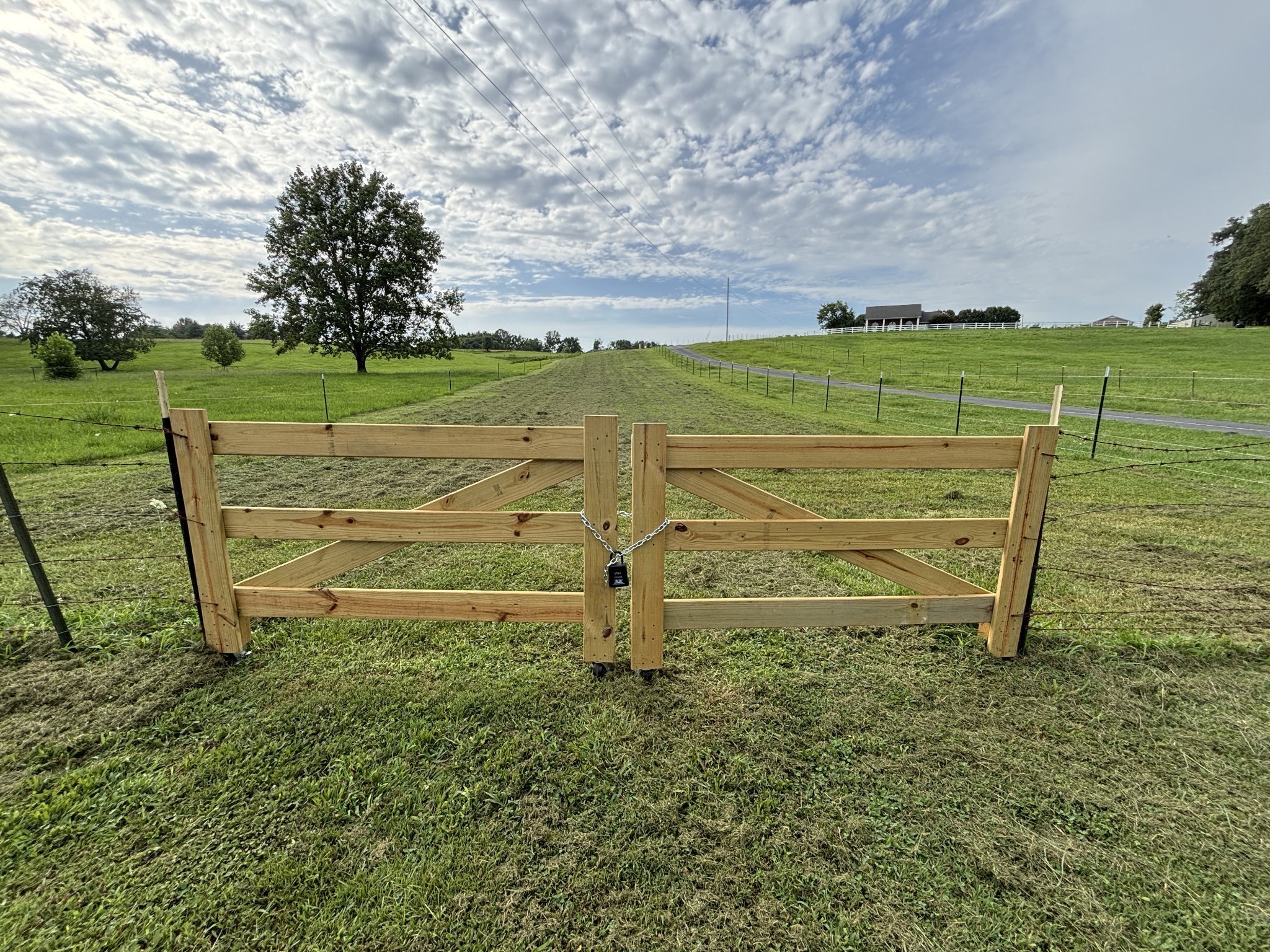 a view of a field with an outdoor space