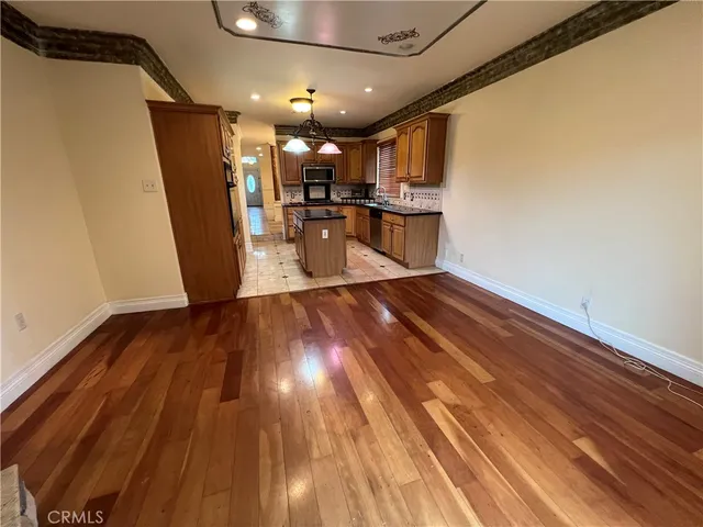 a lobby with furniture and a fireplace