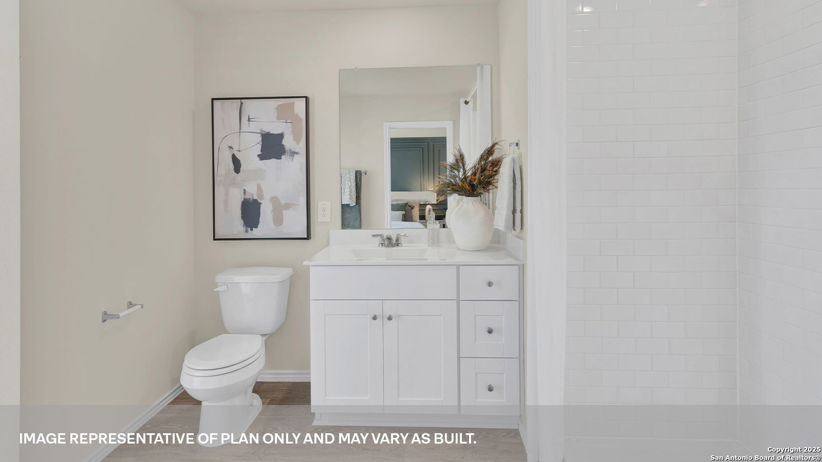 188 Surrey Oaks Maxwell, TX 78656 - Photo 17 of 35 a bathroom with a toilet a sink and mirror