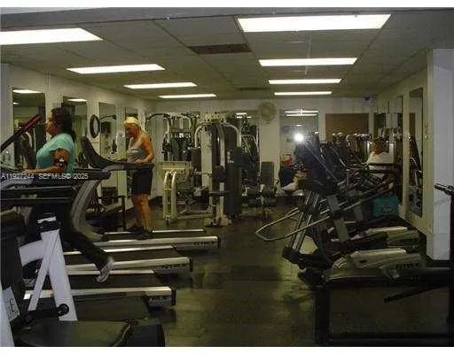 a view of a room with gym equipment