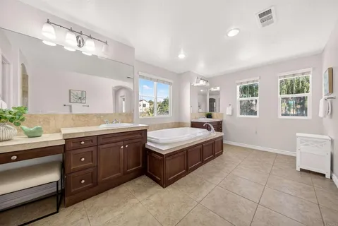 a garden view with a seating space