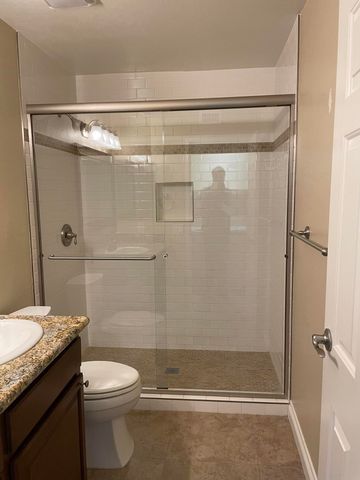 a bathroom with a shower