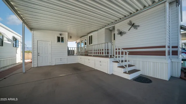 a view of a balcony with city view