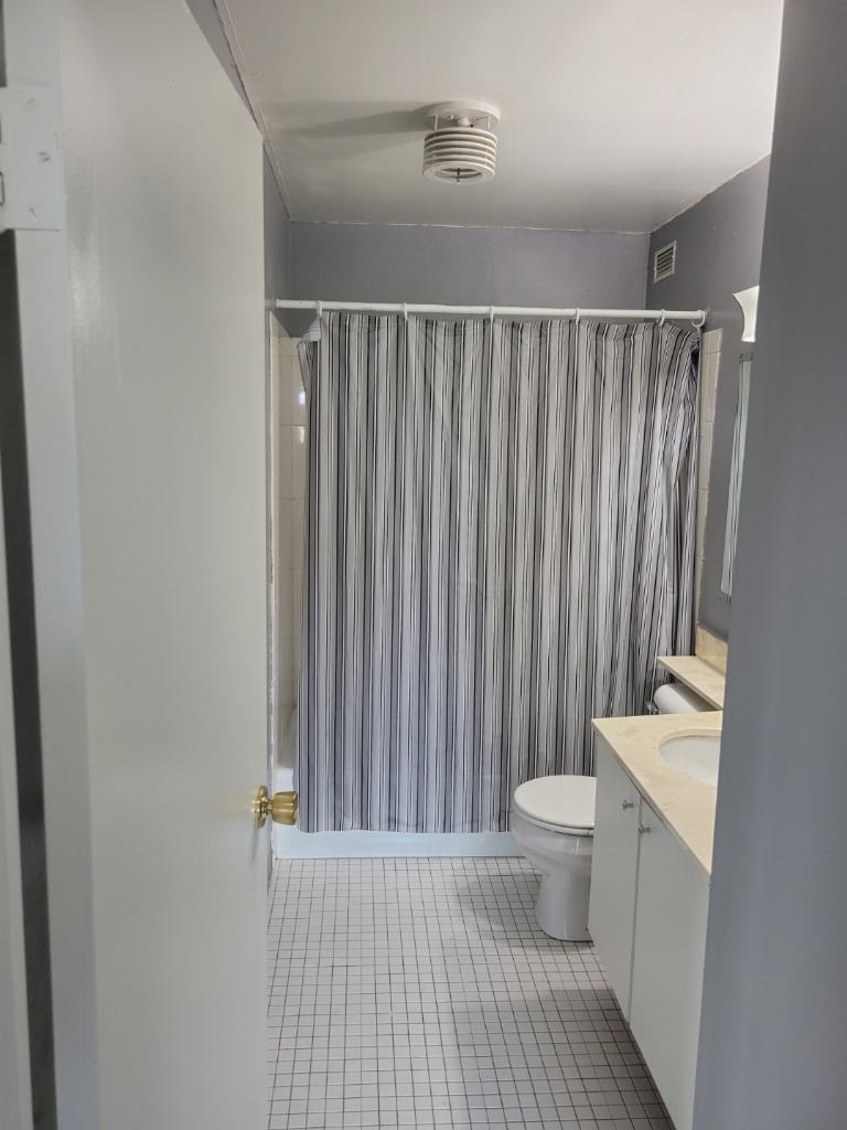 5415 North Sheridan Road, Unit 609 Chicago, IL 60640 - Photo 20 of 25 a bathroom with a sink a toilet a mirror and shower curtain