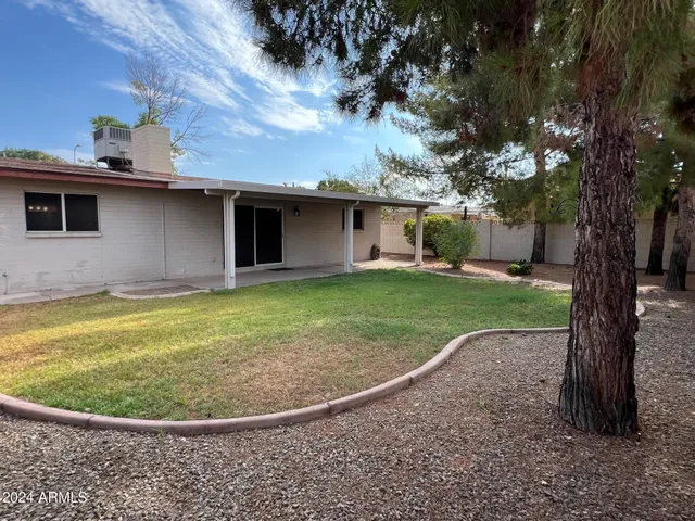 a view of a backyard with a small cabin