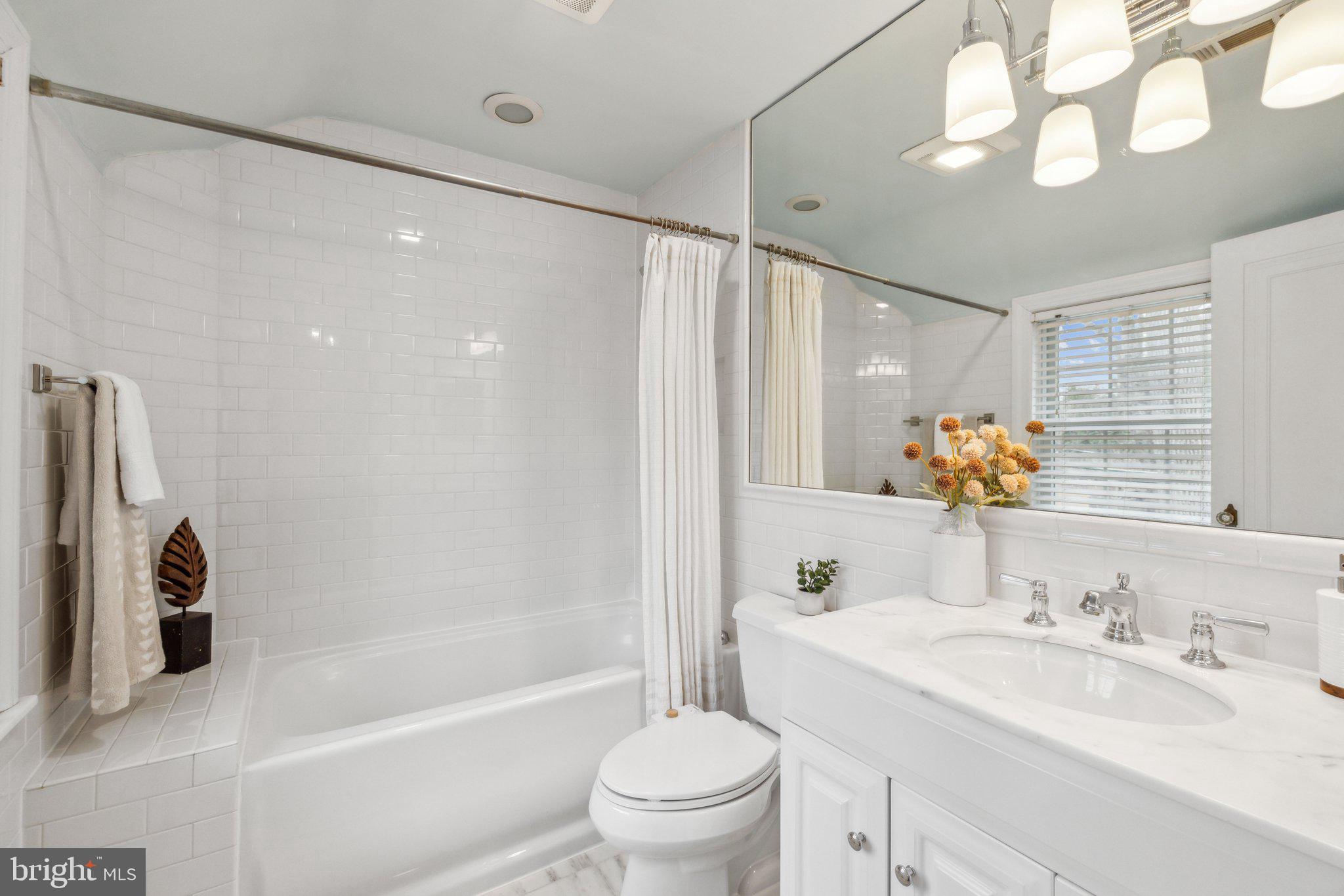 3808 North Pershing Drive Arlington, VA 22203 - Photo 25 of 42 a bathroom with a sink a toilet and a large mirror