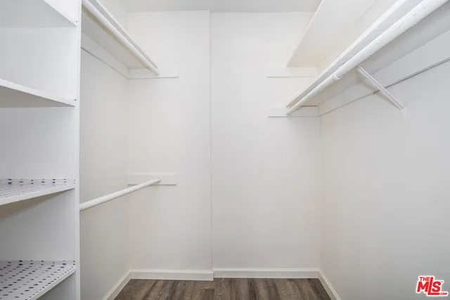 a view of small space with racks on the wall