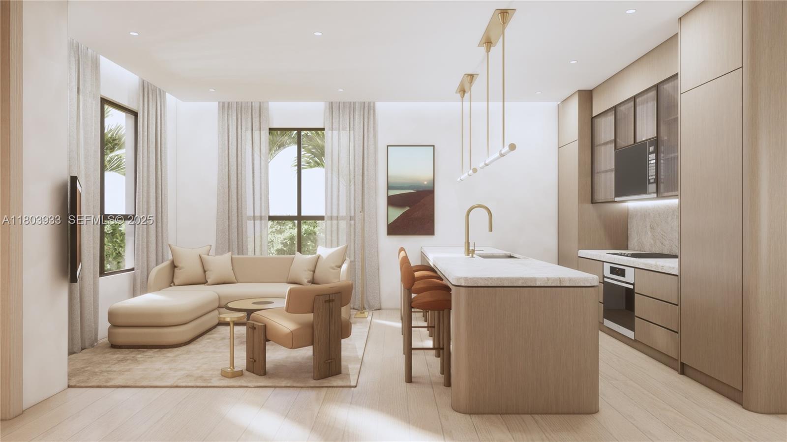 1265 Southwest 22nd Street, Unit TH2 Miami, FL 33145 - Photo 3 of 19 a living room with furniture a large window and a chandelier