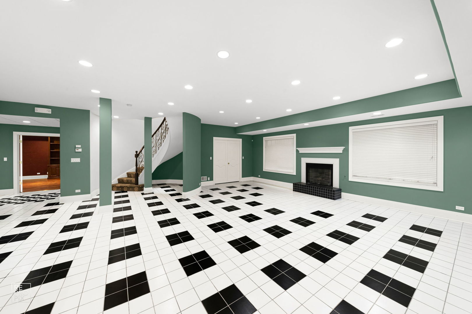 355 Flagg Court Hinsdale, IL 60521 - Photo 40 of 53 a view of a living room with a black white checkered floor