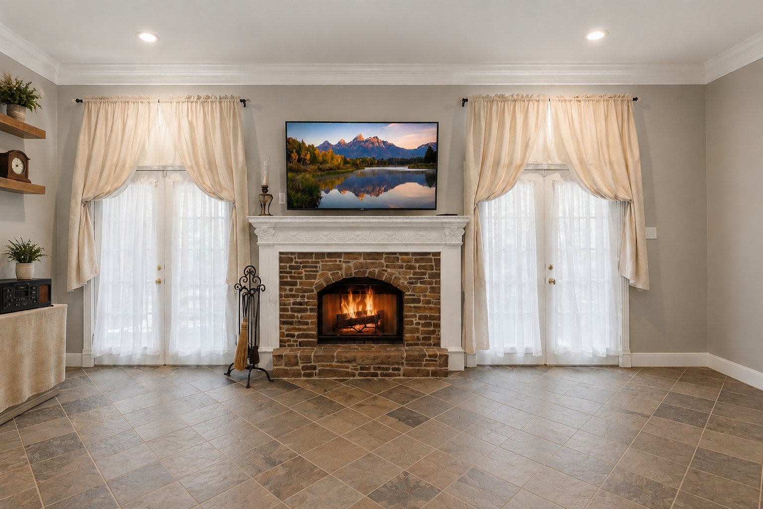 25014 Northampton Terrace Drive Spring, TX 77389 - Photo 16 of 43 The family room with wood burning fireplace, stone hearth and elegant mantle makes for a cozy night at home