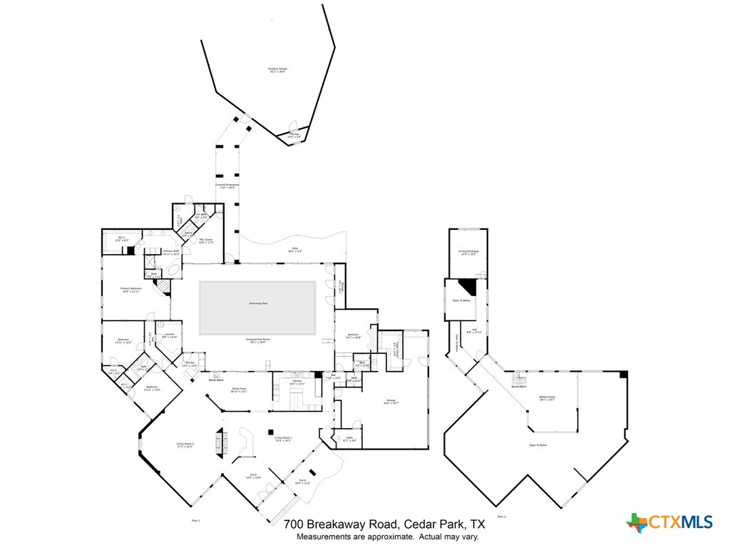 700 Breakaway Road Cedar Park, TX 78613 - Photo 36 of 38 Floor Plan of both first and second floor combined