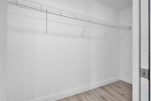 a view of a room with racks on the wall