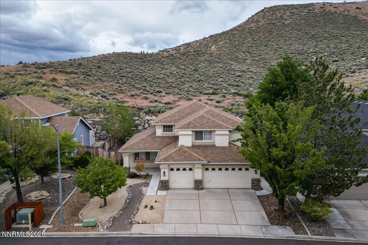 an aerial view of a house