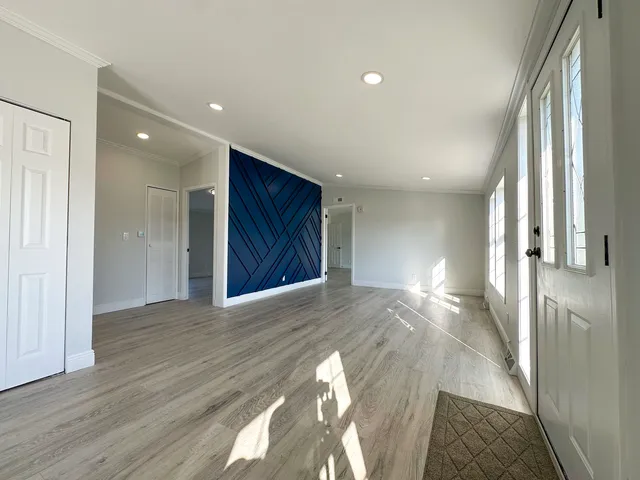 a view of a livingroom with a staircase