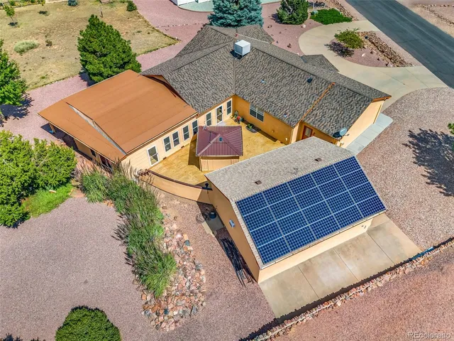 an aerial view of a house