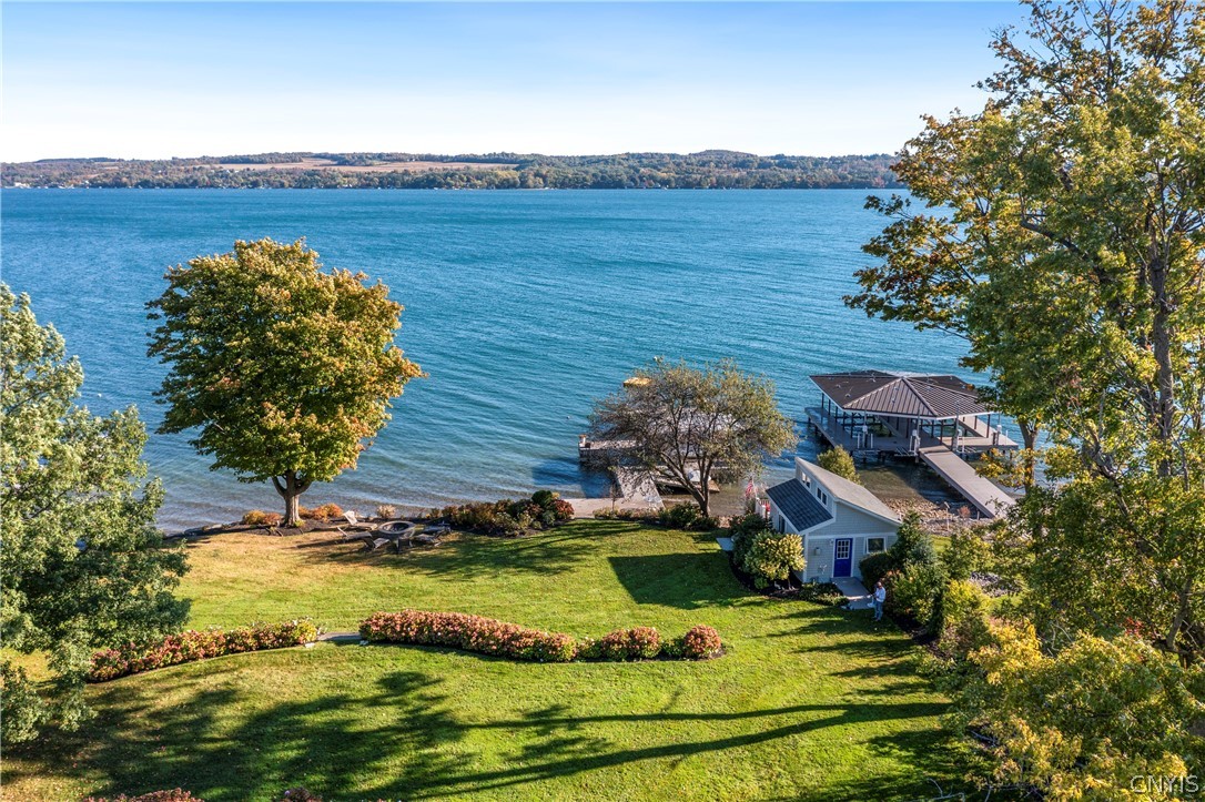 1818 West Lake Road Skaneateles, NY 13152 - Photo 6 of 47 Arial view of backyard, docks and dockside cottag
