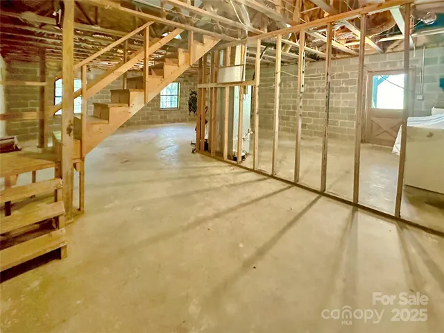 a view of a building with wooden floor
