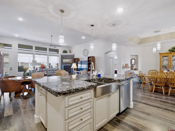 a kitchen with lots of counter top space