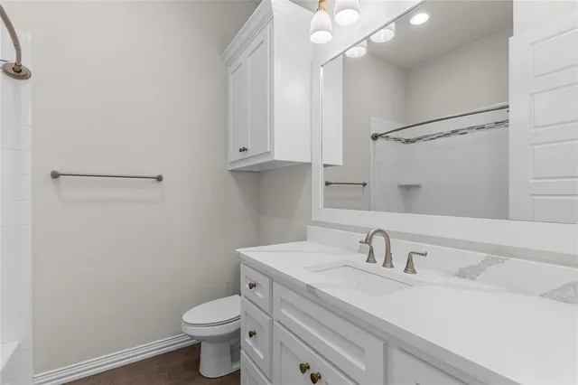a bathroom with a sink toilet and vanity