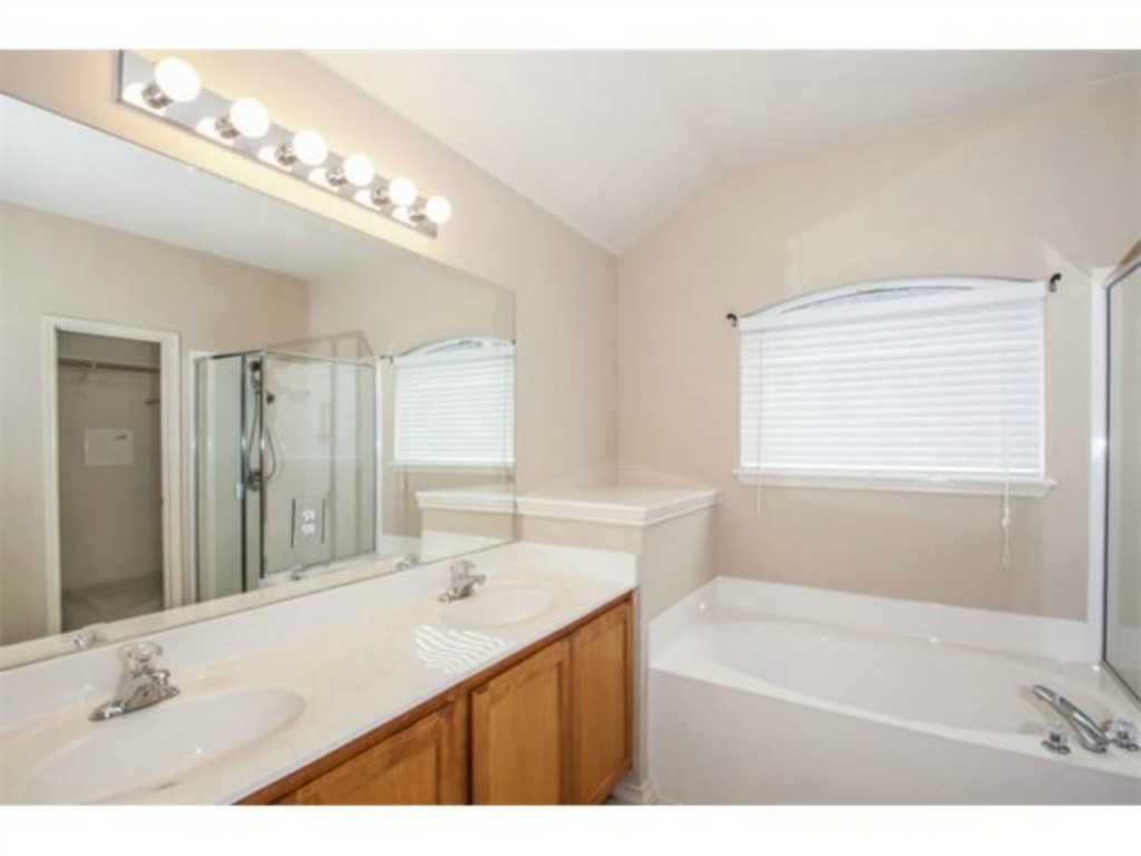 833 Rusk Road Round Rock, TX 78665 - Photo 7 of 15 a bathroom with a tub a sink and a mirror
