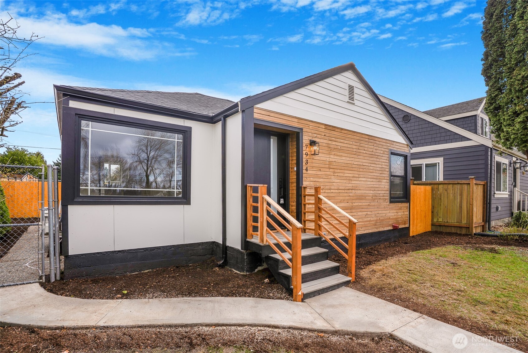 a house view with a backyard
