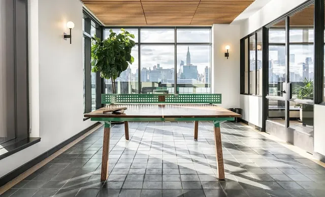 a bench sitting in front of a building