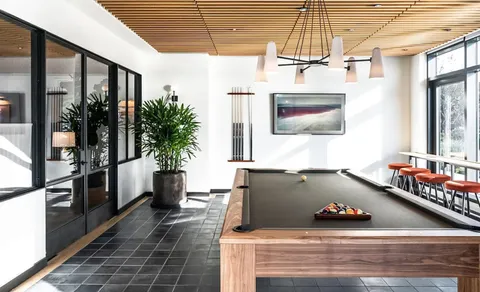 a living room with furniture