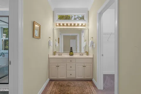 a view of a hallway to an empty room