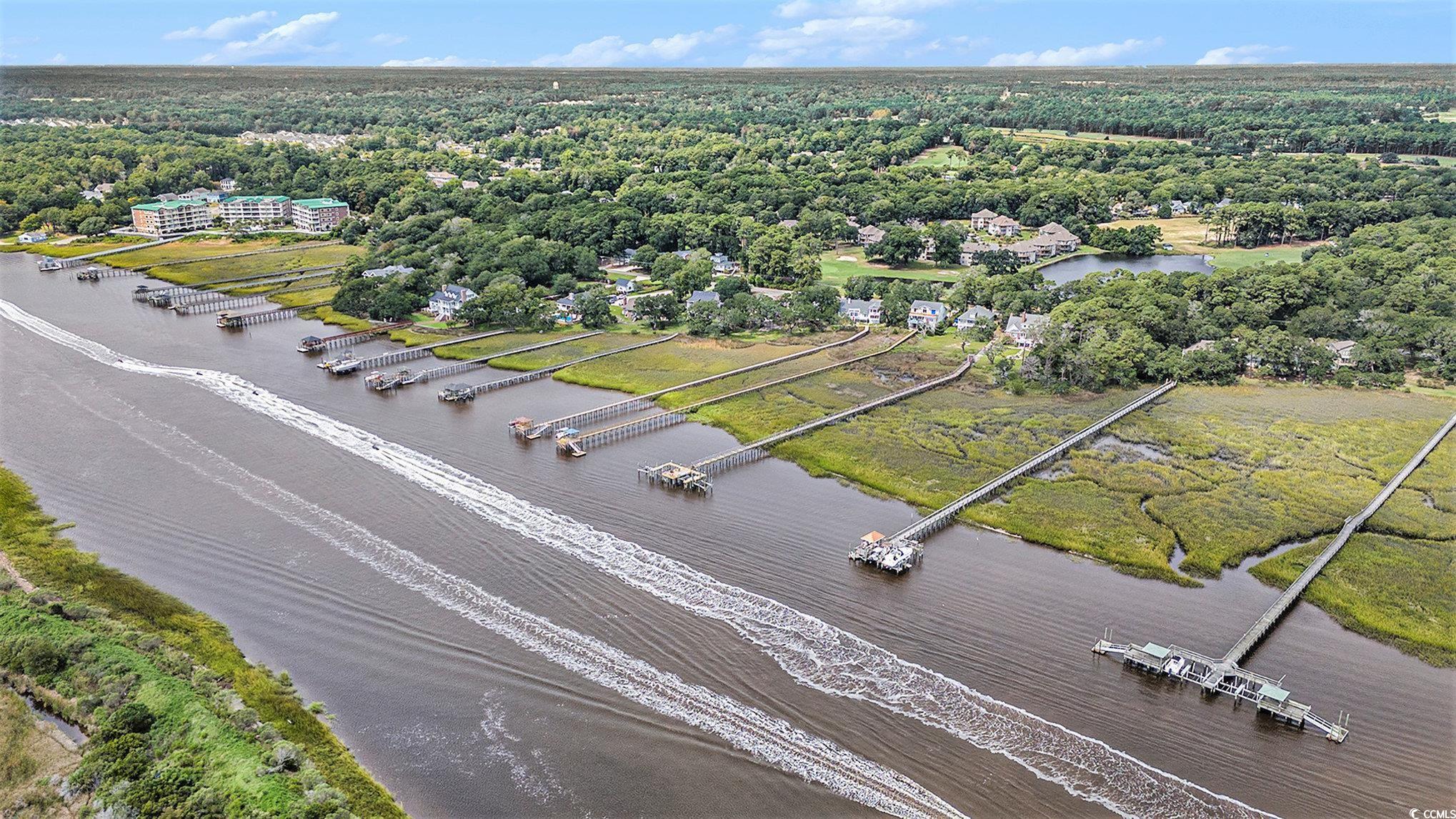 815 Colony Place, Unit 15F Sunset Beach, NC 28468 - Photo 28 of 34 Aerial view of a forest and a large body of water