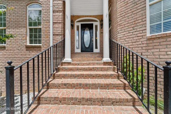 an aerial view of a house