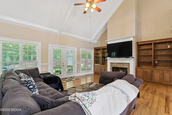 a living room with furniture