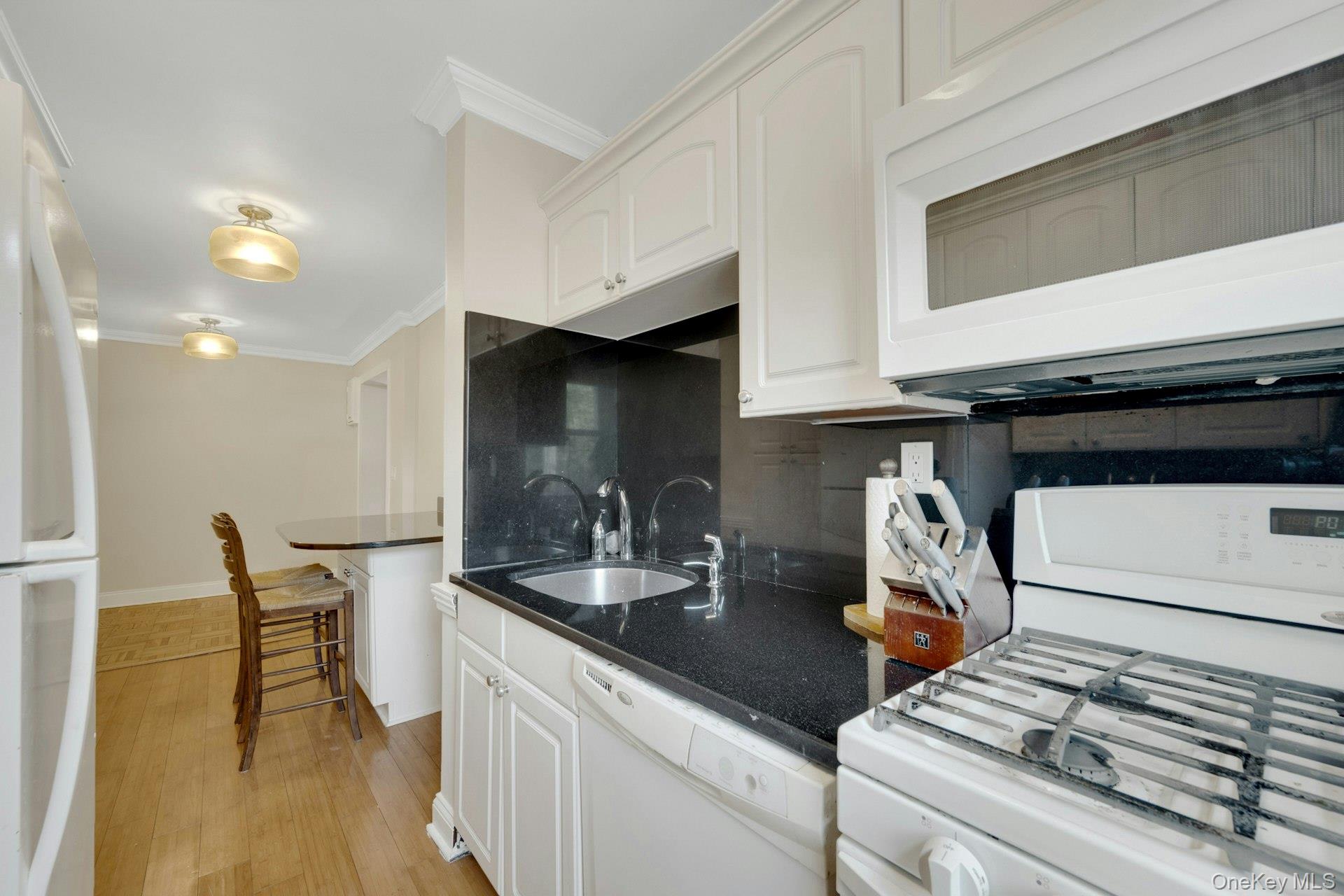 450 Pelham Road, Unit 3G New Rochelle, NY 10805 - Photo 5 of 21 Another view of the kitchen peering into the eating area. Picture shows above mounted microwave
