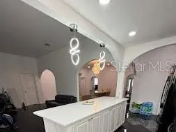 a kitchen with lots of counter top space