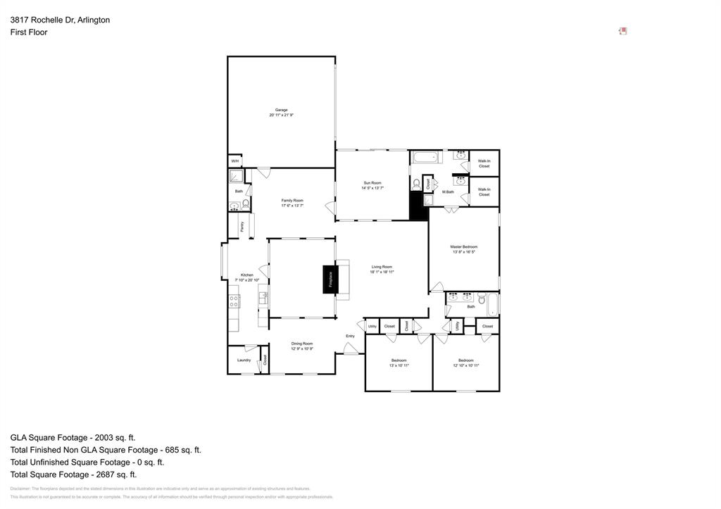 3817 Rochelle Drive Arlington, TX 76016 - Photo 25 of 25 a picture of floor plan