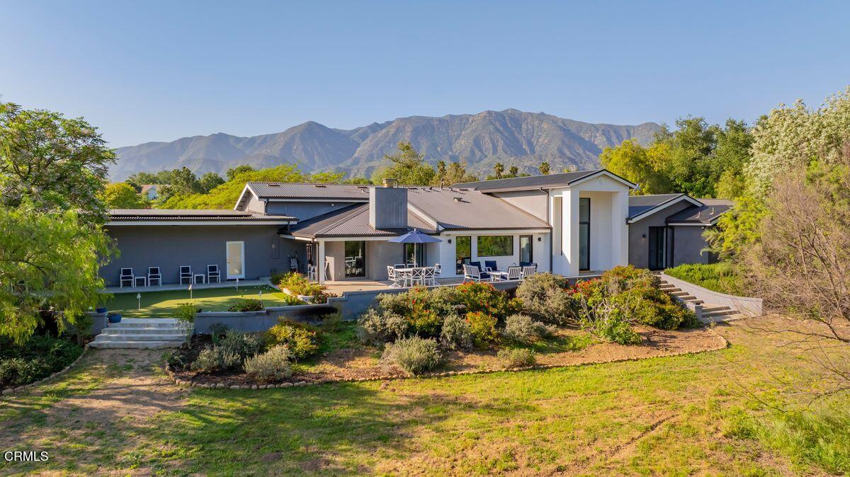 291 Saddle Lane Ojai, CA 93023 - Photo 40 of 47 a front view of house with yard and mountain view in back