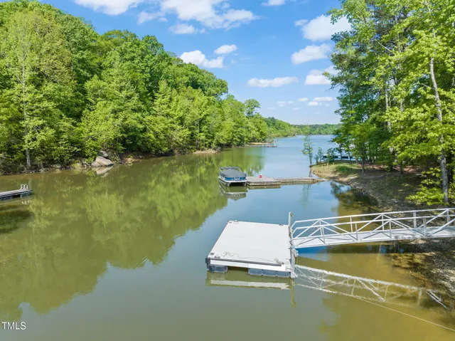 a view of a lake with a mountain
